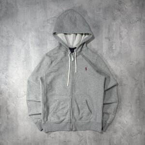 Y2K Grey Polo Ralph Lauren Grunge Zip Up Hoodie